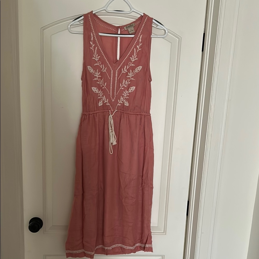 Lucky brand Embroidered Pink Sleeveless Dress